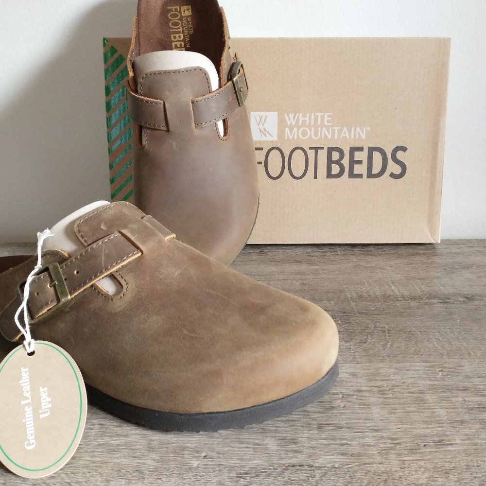 NEW White Mountain Bari Leather Footbeds Clog women's size 8